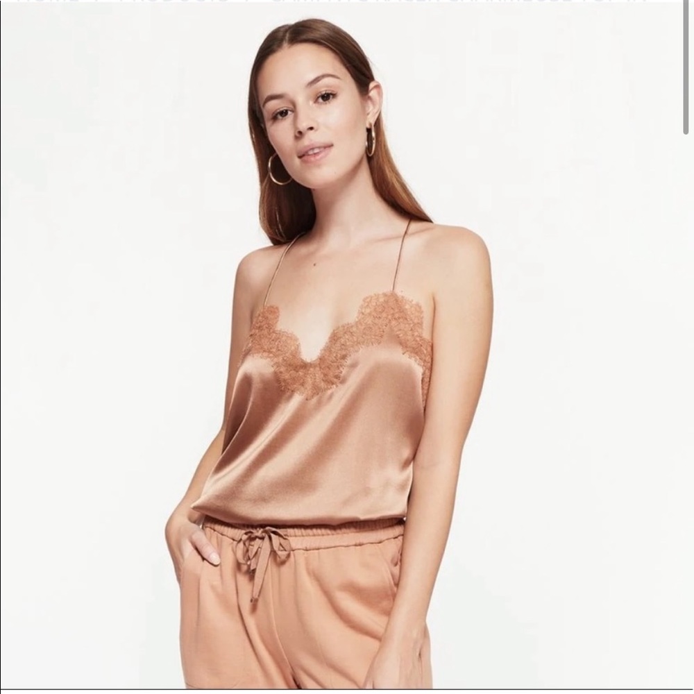 Cami NYC Lace Racer Tank in Tawny